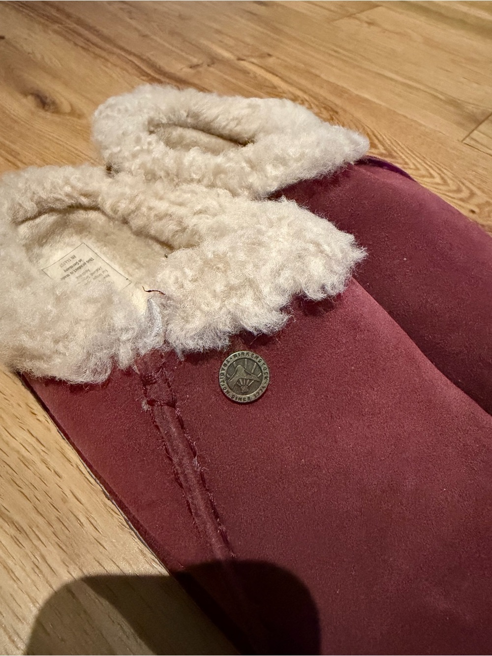 New Birkenstock Zermatt Shearling Slippers Red Burgundy EU 38 Women’s 7 (No Box)